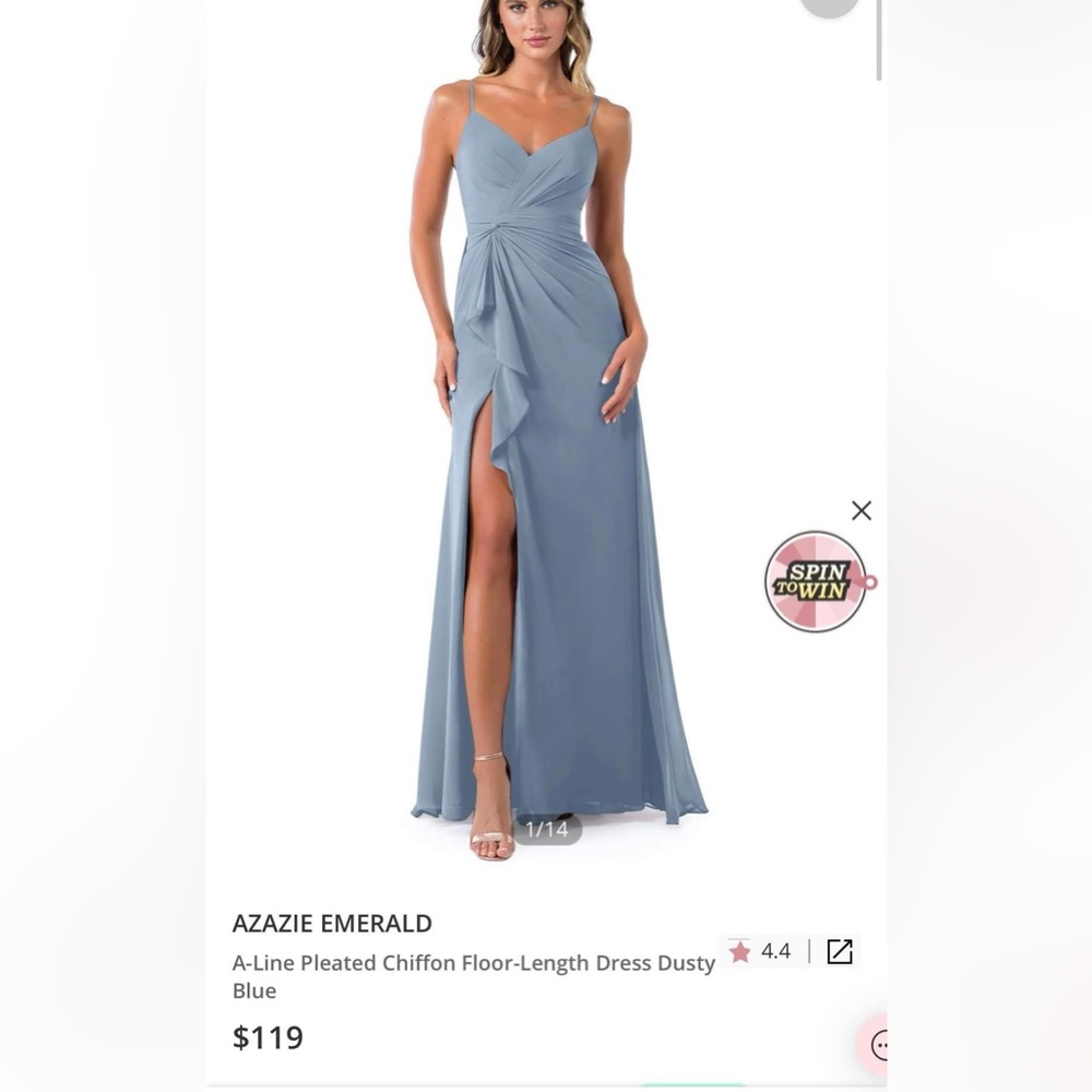 Azazie “Emerald” Bridesmaid Dress
size A16, Dusty Blue, unaltered. 
😍🩵